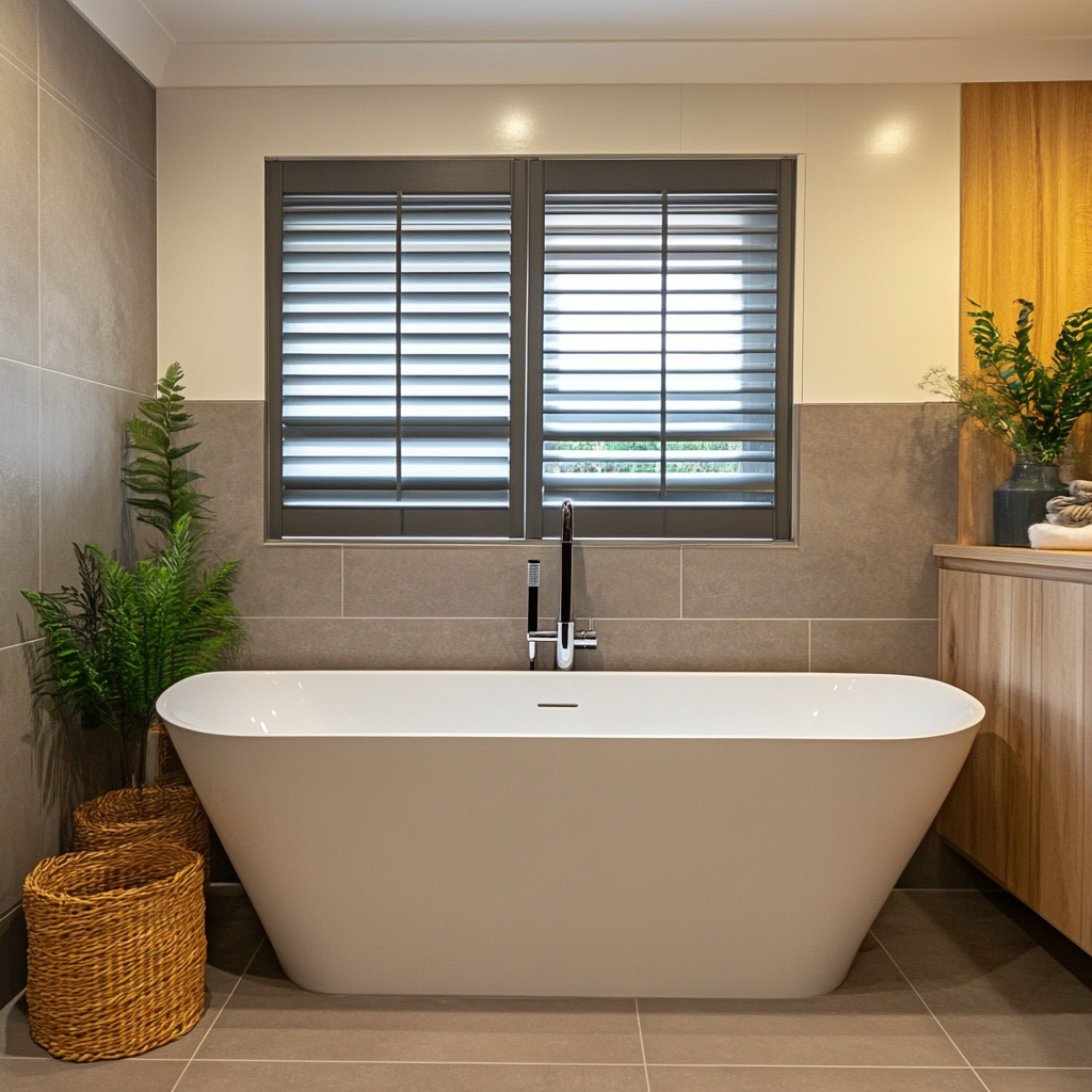 In comparison to freestanding baths, what are the advantages of having a back-to-wall bath